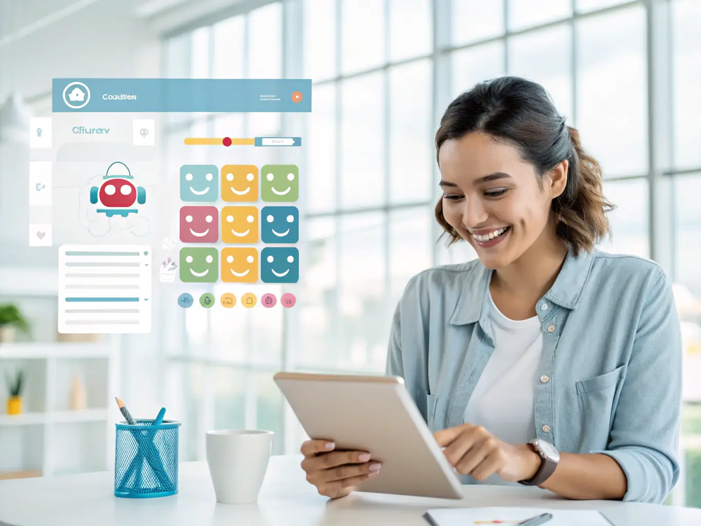 A digital illustration showing a chatbot scheduling an appointment for a customer, highlighting the ease and convenience of automated booking.