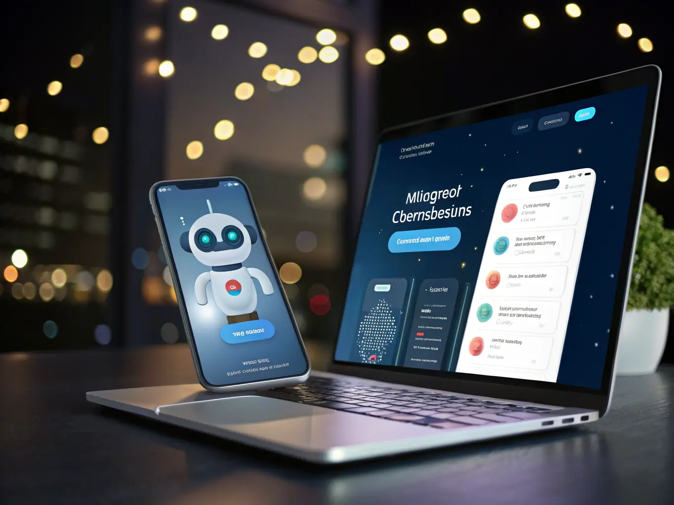 A digital illustration representing a chatbot seamlessly integrating with email and CRM systems, emphasizing data synchronization and unified customer management.