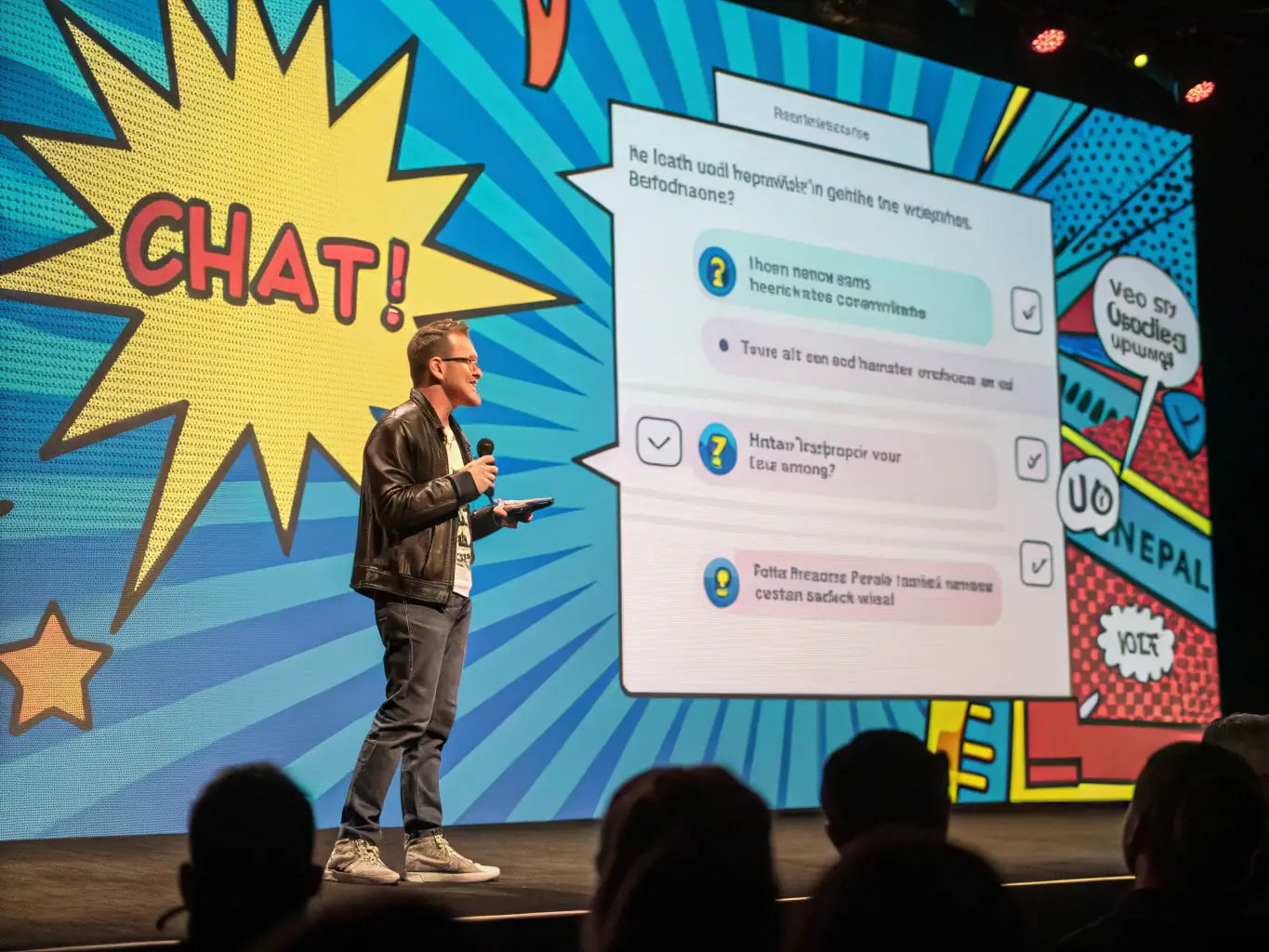 An image illustrating an AI bot efficiently handling a list of frequently asked questions, with a clear and organized display of answers.