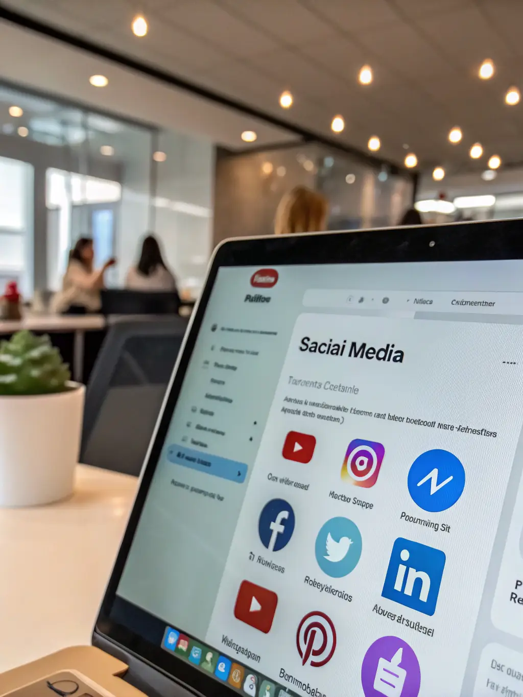 Screenshots of the AI tool seamlessly integrated with various social media platforms (Instagram, TikTok, Facebook, LinkedIn), demonstrating multi-platform support.